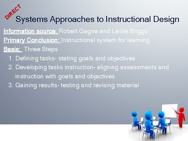 T C E R I D Systems Approaches to Instructional Design Information source: Robert