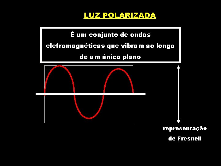 LUZ POLARIZADA É um conjunto de ondas eletromagnéticas que vibram ao longo de um