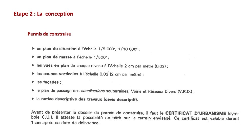 Etape 2 : La conception Permis de construire 
