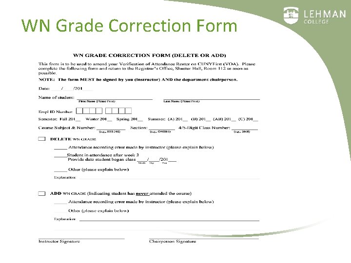 WN Grade Correction Form 