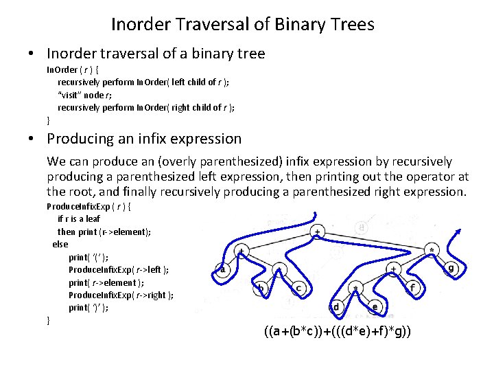 Inorder Traversal of Binary Trees • Inorder traversal of a binary tree In. Order