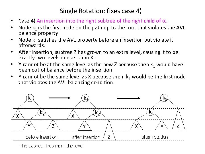 Single Rotation: fixes case 4) • Case 4) An insertion into the right subtree