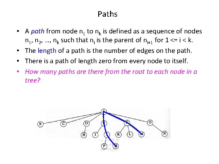 Paths • A path from node n 1 to nk is defined as a