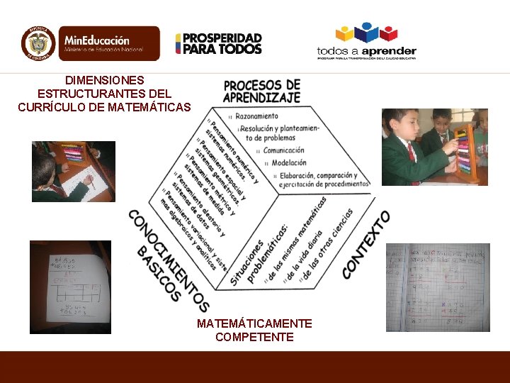 DIMENSIONES ESTRUCTURANTES DEL CURRÍCULO DE MATEMÁTICAS MATEMÁTICAMENTE COMPETENTE 