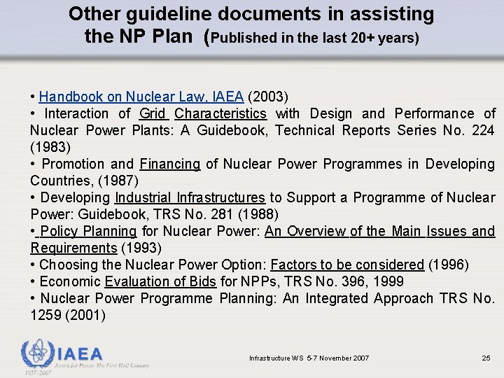 Other guideline documents in assisting the NP Plan (Published in the last 20+ years)