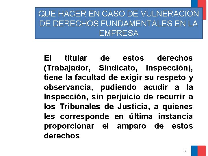 QUE HACER EN CASO DE VULNERACION DE DERECHOS FUNDAMENTALES EN LA EMPRESA El titular