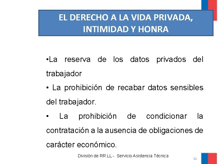 EL DERECHO A LA VIDA PRIVADA, INTIMIDAD Y HONRA • La reserva de los