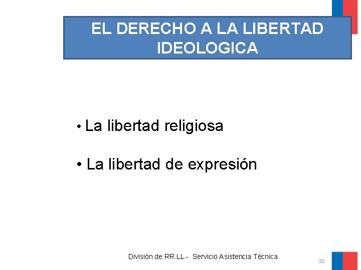 EL DERECHO A LA LIBERTAD IDEOLOGICA • La libertad religiosa • La libertad de