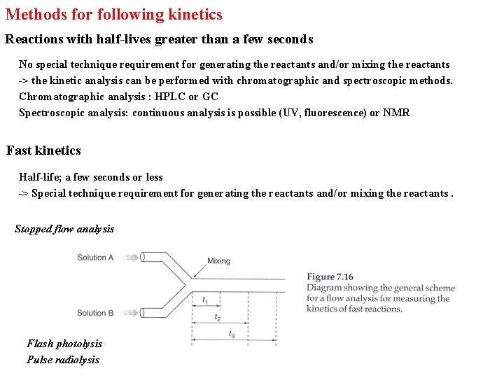Methods for following kinetics Reactions with half-lives greater than a few seconds No special