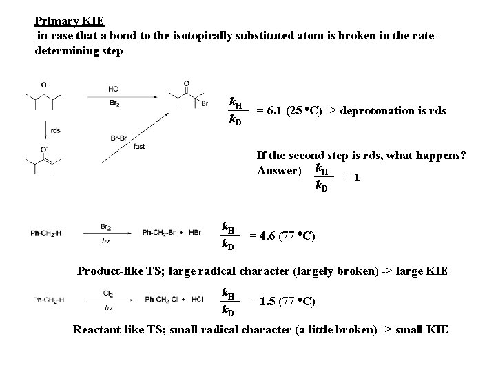 Primary KIE in case that a bond to the isotopically substituted atom is broken