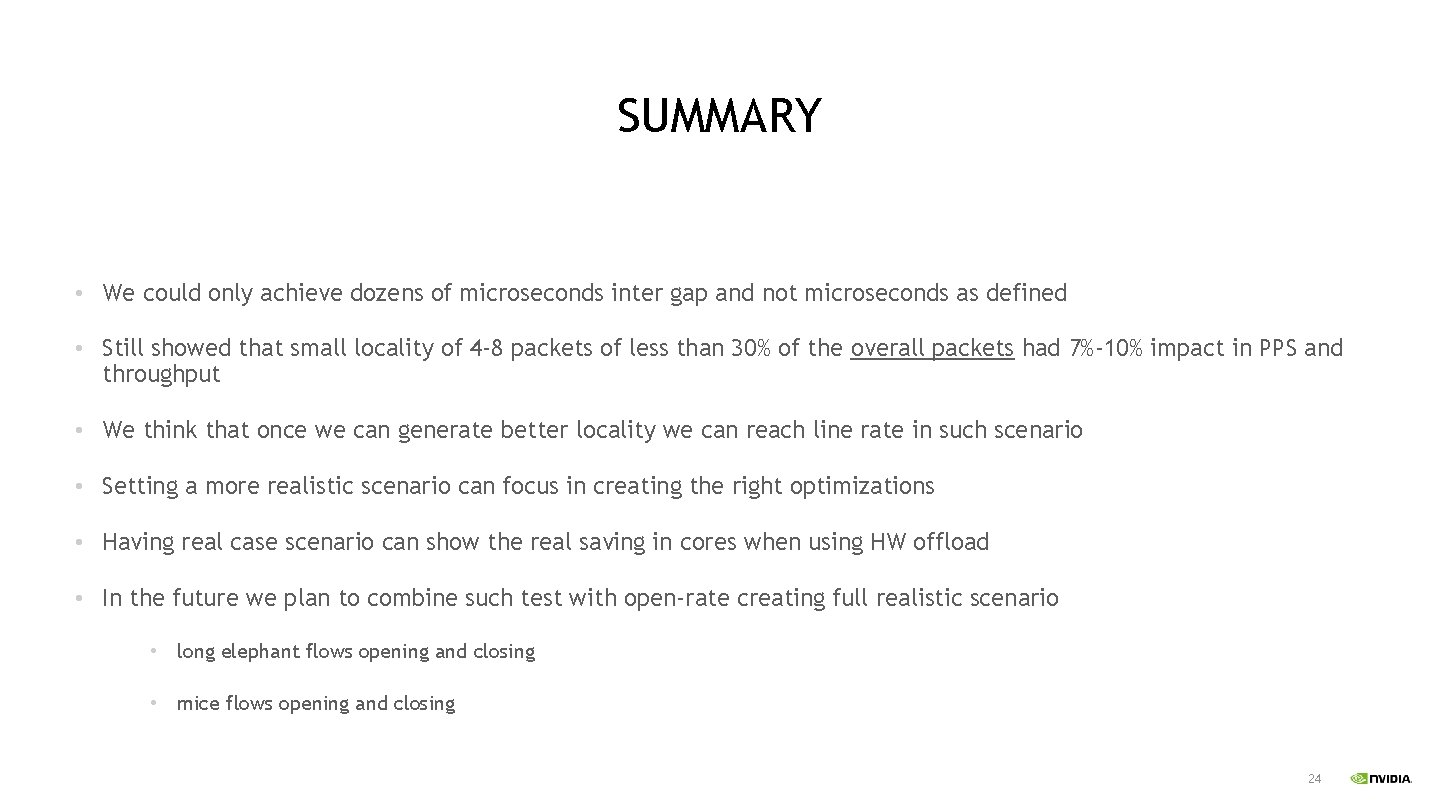 SUMMARY • We could only achieve dozens of microseconds inter gap and not microseconds