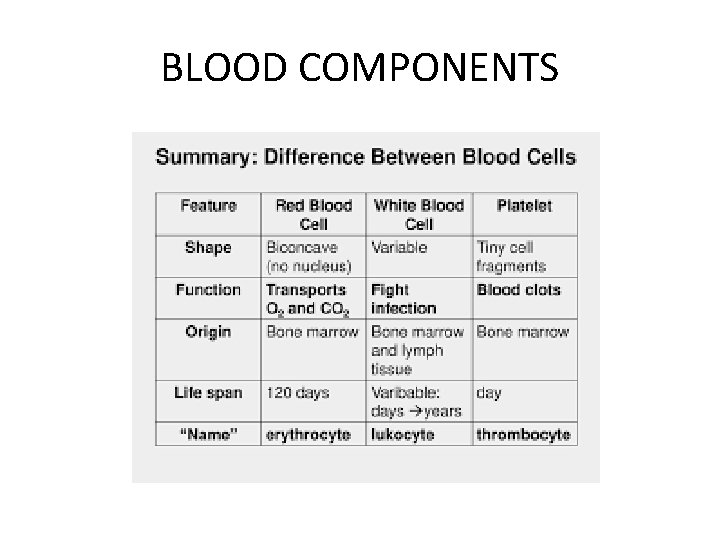 BLOOD COMPONENTS 