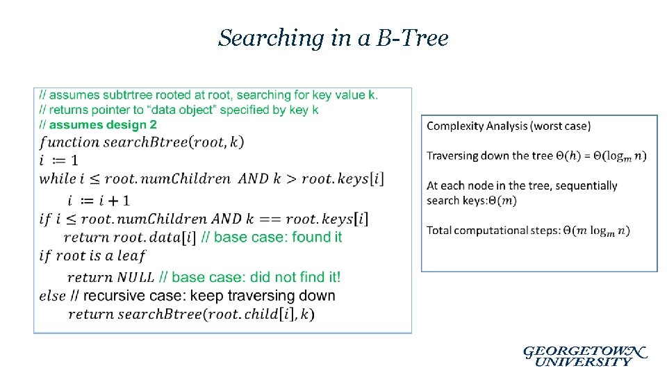 Searching in a B-Tree • 