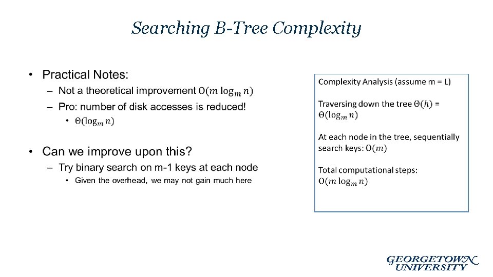 Searching B-Tree Complexity • 