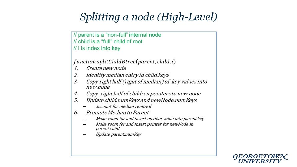 Splitting a node (High-Level) 