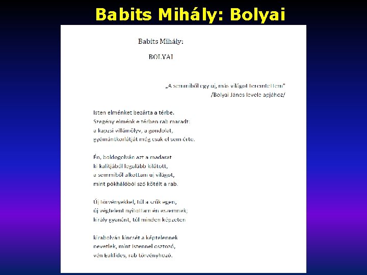 Babits Mihály: Bolyai 