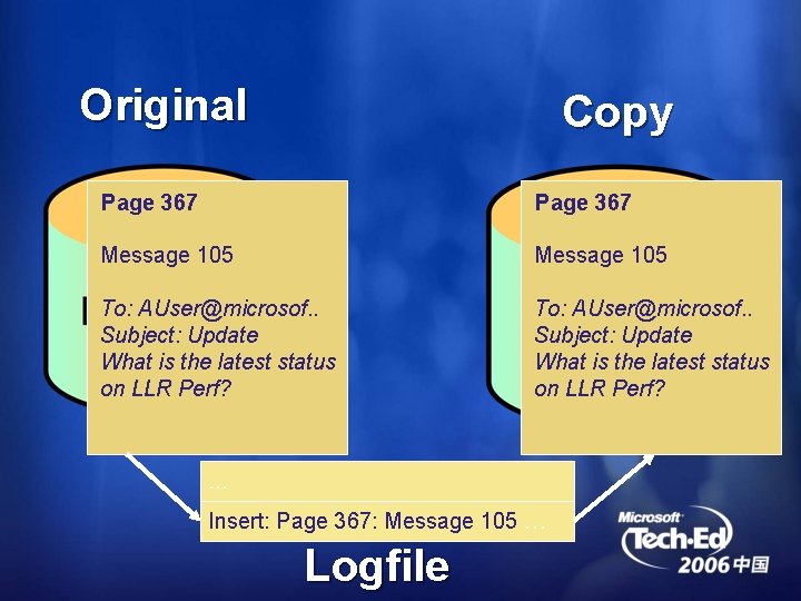 Original Copy Page 367 Message 105 To: AUser@microsof. . Subject: Update What is the