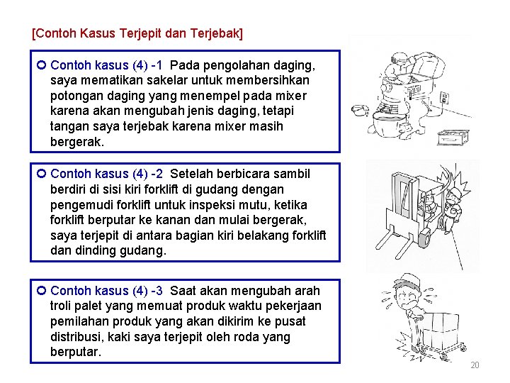 [Contoh Kasus Terjepit dan Terjebak] Contoh kasus (4) -1 Pada pengolahan daging, saya mematikan