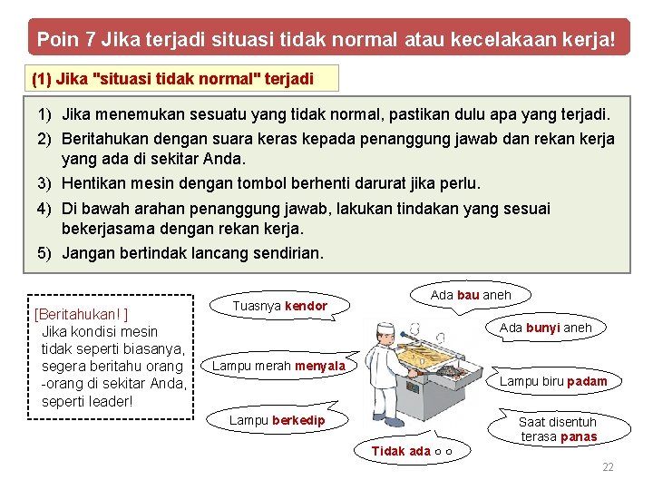 Poin 7 Jika terjadi situasi tidak normal atau kecelakaan kerja! (1) Jika "situasi tidak
