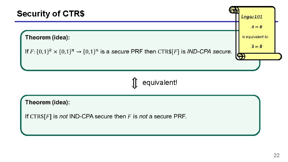 Security of CTR$ equivalent! 22 