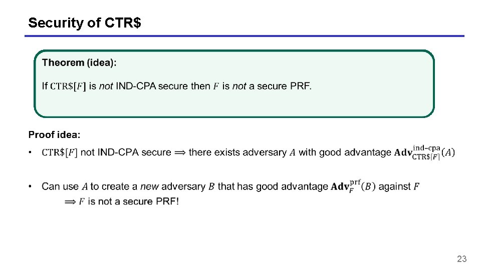 Security of CTR$ 23 