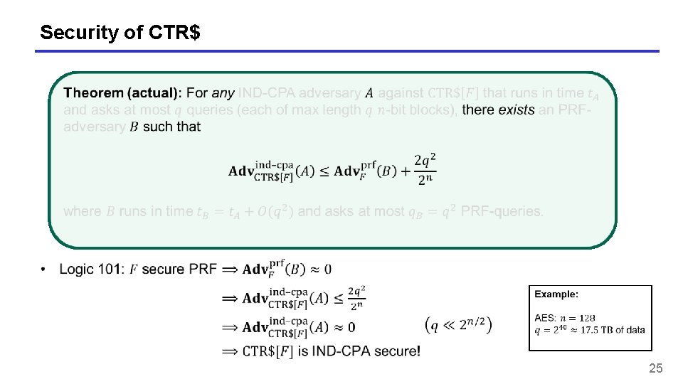 Security of CTR$ 25 