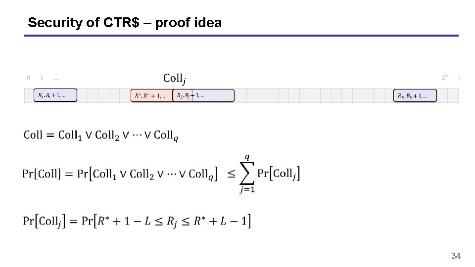 Security of CTR$ – proof idea 34 