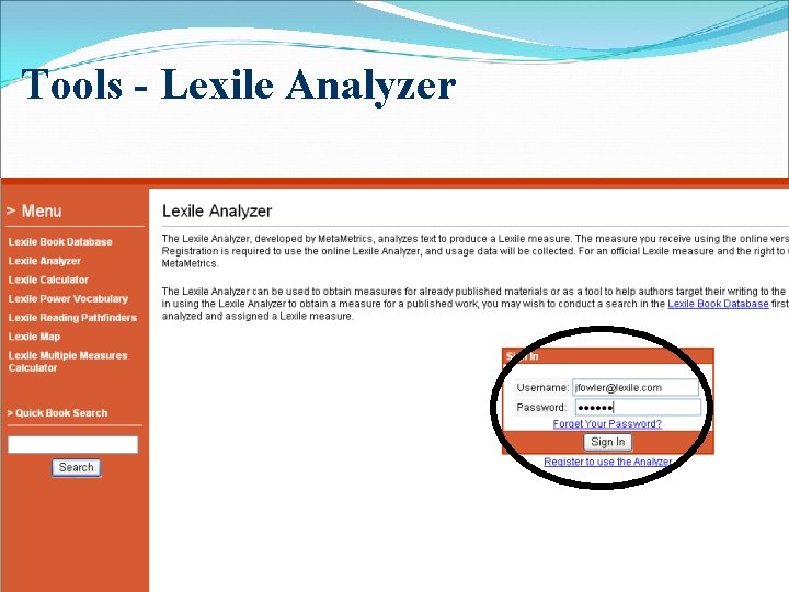 Tools - Lexile Analyzer 
