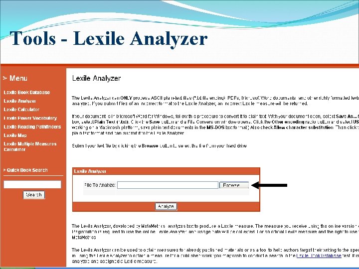 Tools - Lexile Analyzer 
