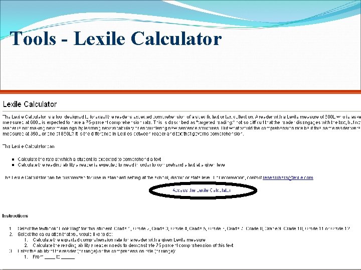 Tools - Lexile Calculator 