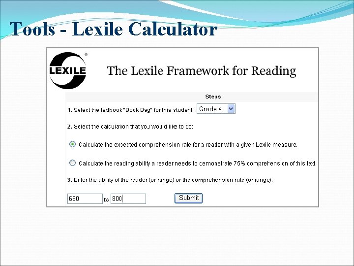 Tools - Lexile Calculator 