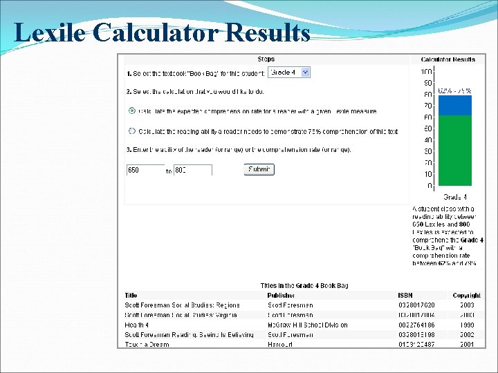 Lexile Calculator Results 