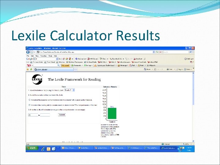 Lexile Calculator Results 