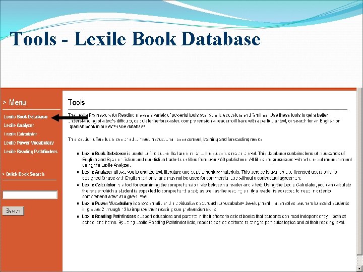 Tools - Lexile Book Database 