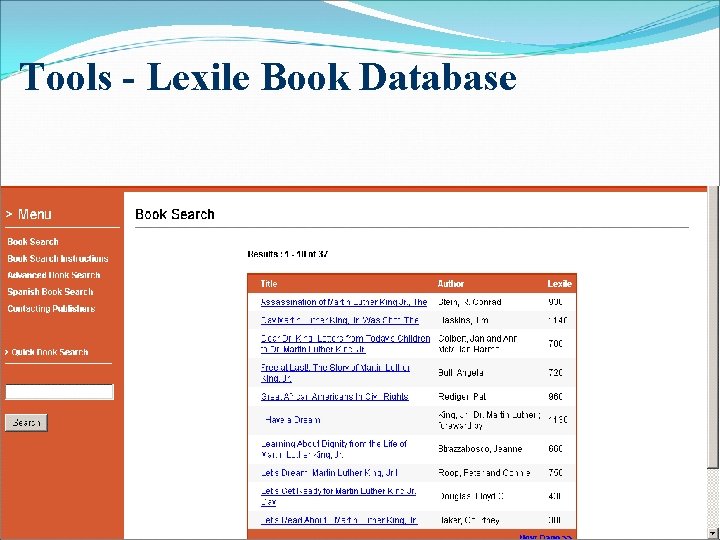 Tools - Lexile Book Database 