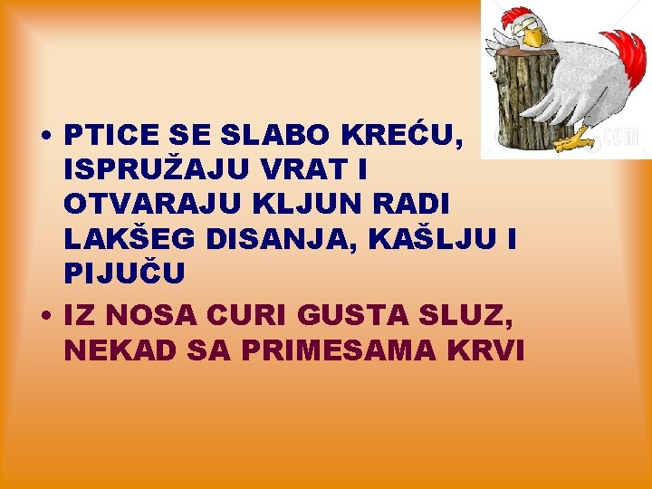  • PTICE SE SLABO KREĆU, ISPRUŽAJU VRAT I OTVARAJU KLJUN RADI LAKŠEG DISANJA,