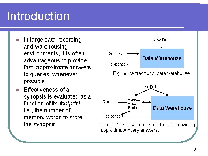Introduction In large data recording and warehousing environments, it is often advantageous to provide