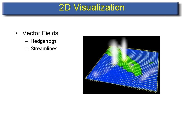 2 D Visualization • Vector Fields – Hedgehogs – Streamlines 