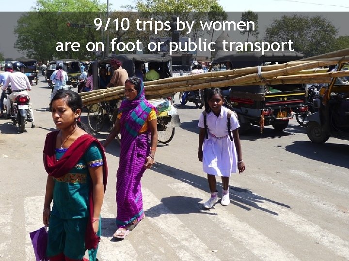 9/10 trips by women are on foot or public transport 