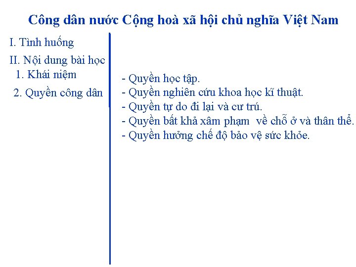 Công dân nước Cộng hoà xã hội chủ nghĩa Việt Nam I. Tình huống