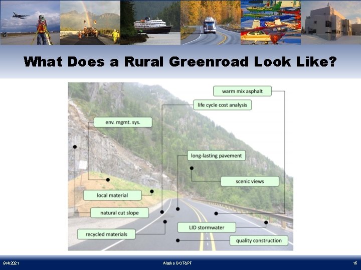 What Does a Rural Greenroad Look Like? 9/4/2021 Alaska DOT&PF 15 