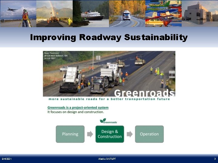 Improving Roadway Sustainability 9/4/2021 Alaska DOT&PF 3 