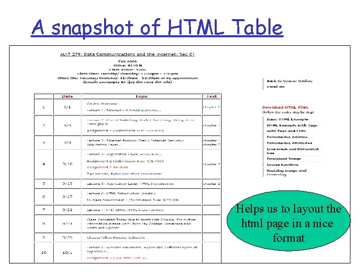 A snapshot of HTML Table Helps us to layout the html page in a A snapshot of HTML Table Helps us to layout the html page in a