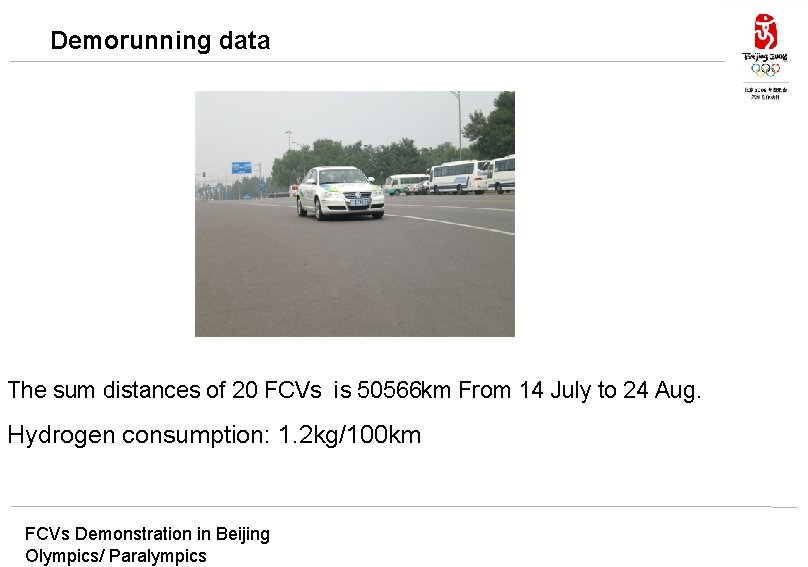 Demorunning data The sum distances of 20 FCVs is 50566 km From 14 July