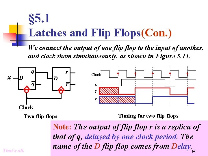 § 5. 1 Latches and Flip Flops(Con. ) We connect the output of one