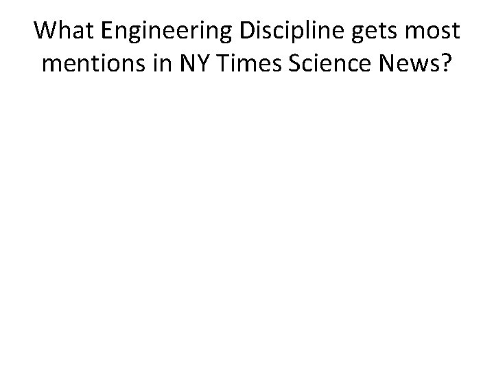 What Engineering Discipline gets most mentions in NY Times Science News? 