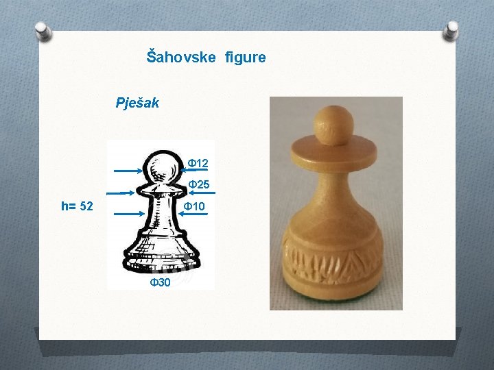 Šahovske figure Pješak Ф 12 Ф 25 h= 52 Ф 10 Ф 30 