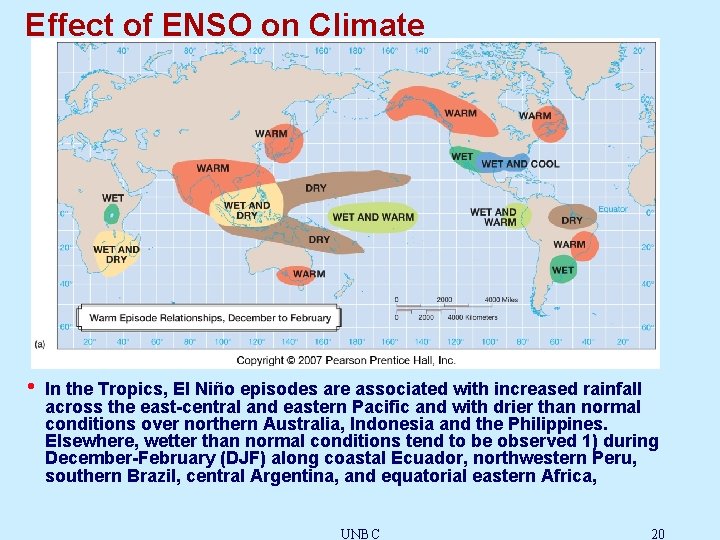 Effect of ENSO on Climate • In the Tropics, El Niño episodes are associated