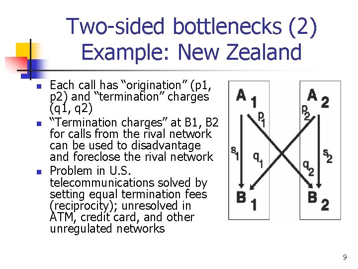 Two-sided bottlenecks (2) Example: New Zealand n n n Each call has “origination” (p