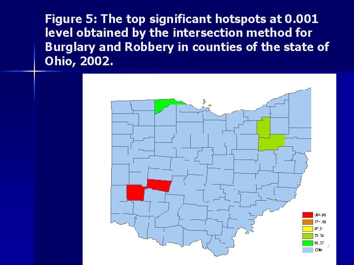 Figure 5: The top significant hotspots at 0. 001 level obtained by the intersection